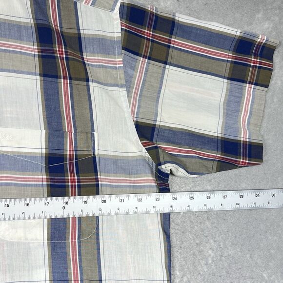 Vintage Christian Dior Monsieur Check Short Sleeve Button Up Shirt Men’s Medium - Picture 7 of 13